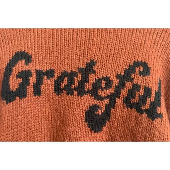 Wooden Ships Grateful Sweater M/L Rust Orange Chunky Knit Mohair Blend Boho Cozy - Picture 4 of 8